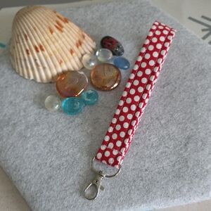 Chic Red Polka Dot Keychain Wristlet - pop of Whimsy!